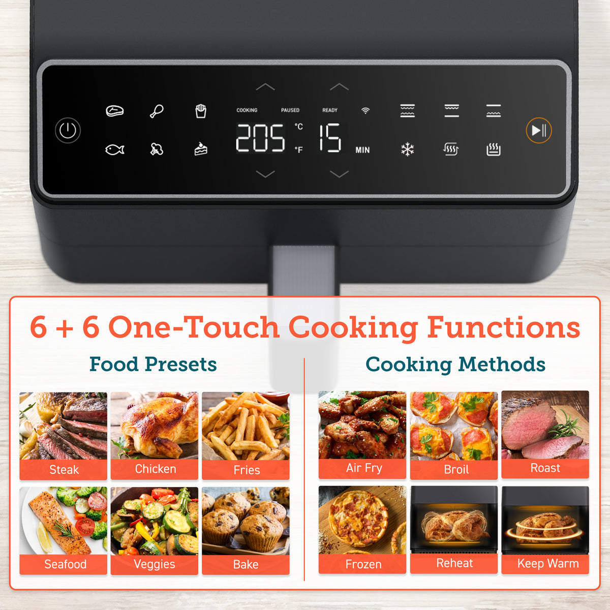 Cosori 6.4Ltr Dual Blaze Smart Air Fryer Dark Grey CAF-P681S - Air Fryers- RIBI Malta
