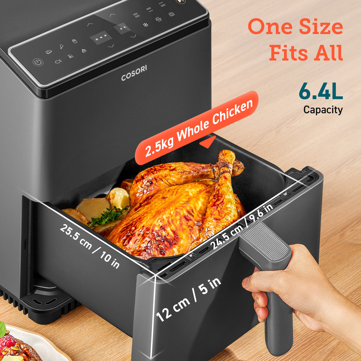 Cosori 6.4Ltr Dual Blaze Smart Air Fryer Dark Grey CAF-P681S - Air Fryers- RIBI Malta