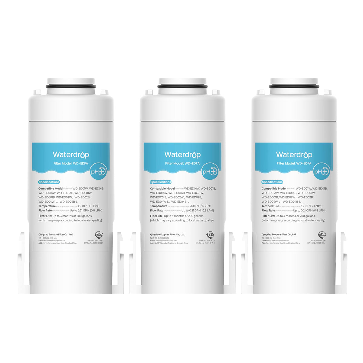 Waterdrop WD-EDFA-3 Alkaline Replacement Filter for the Waterdrop ED-02 Pitcher (3 Pack) - Reverse Osmosis Filters- RIBI Malta