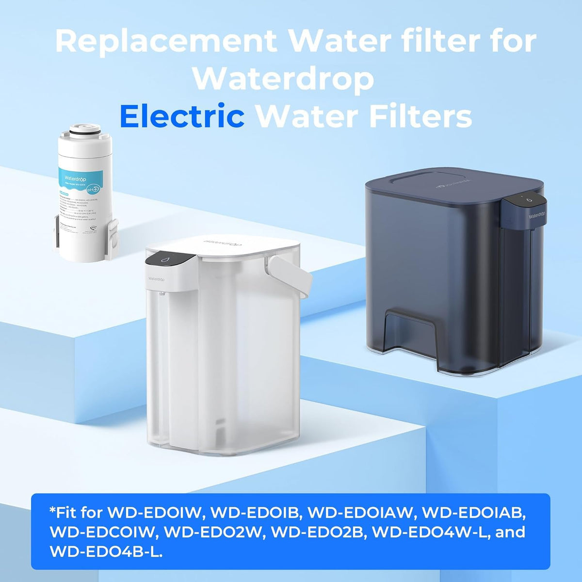 Waterdrop WD-EDFA-3 Alkaline Replacement Filter for the Waterdrop ED-02 Pitcher (3 Pack) - Reverse Osmosis Filters- RIBI Malta