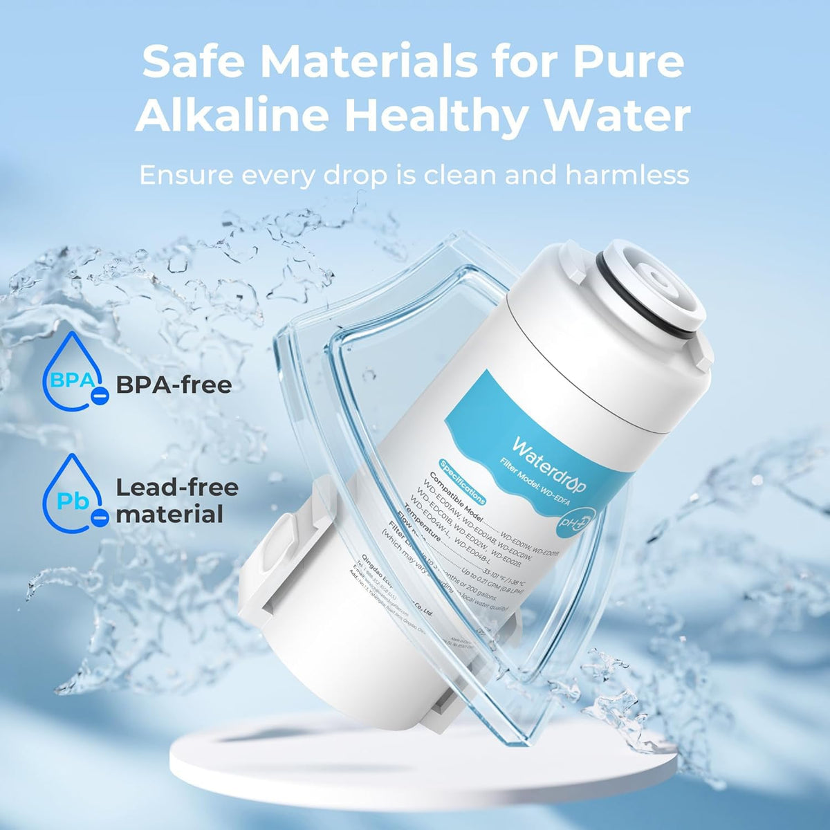 Waterdrop WD-EDFA-3 Alkaline Replacement Filter for the Waterdrop ED-02 Pitcher (3 Pack) - Reverse Osmosis Filters- RIBI Malta