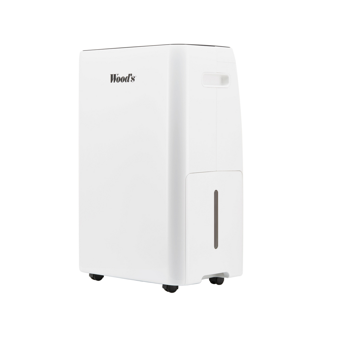 White dehumidifier with 'Wood's' branding on a white background