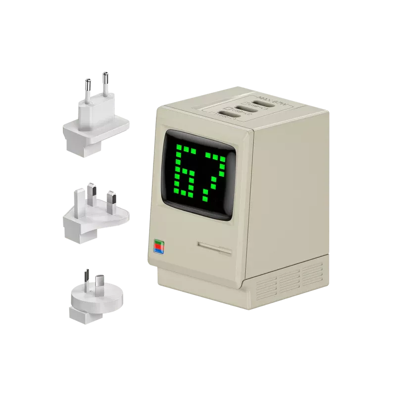 Sharge Retro 67W GaN charger with 3 ports and display - PRE ORDER OFFER - - RIBI Malta