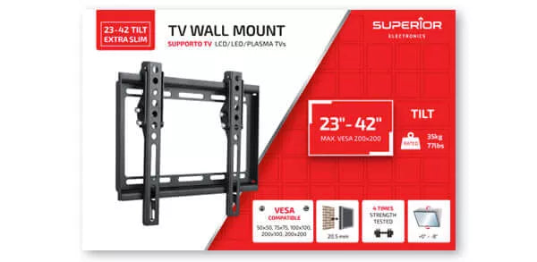Superior TV Wall Mount 23-42 Tilt Extra Slim - RIBI Malta