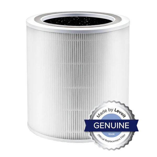 Levoit Core 400S cylindrical replacement air purifier filter with a Genuine Levoit badge.