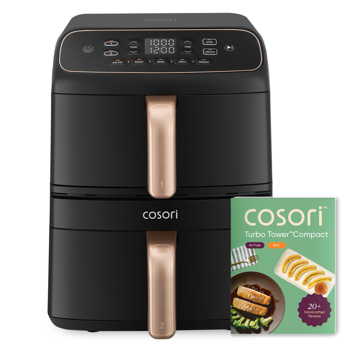 Cosori Turbo Tower Compact DC 8.6Ltr Air Fryer Silver CAF-DC861-CEUR - Air Fryers- RIBI Malta 
