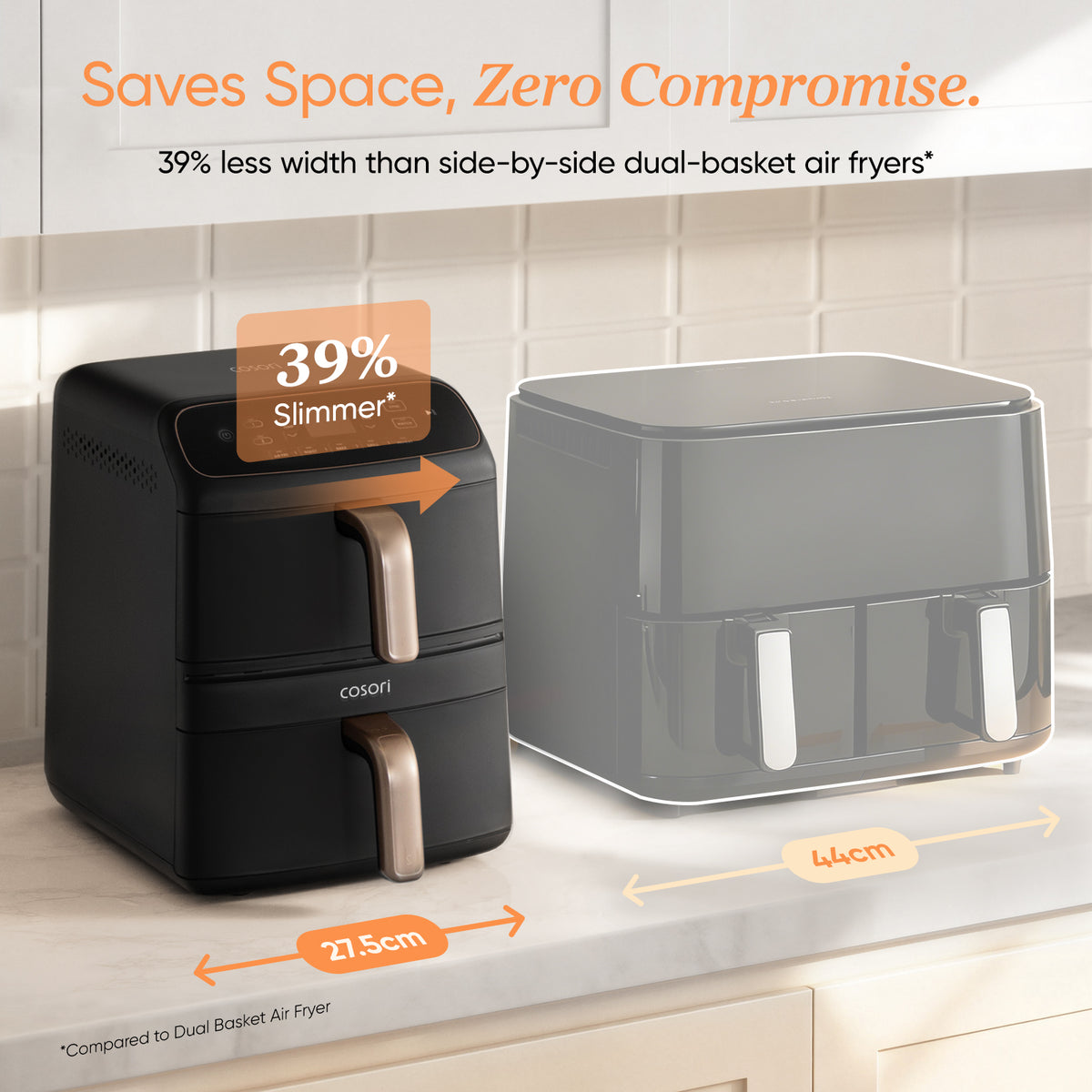 Cosori Turbo Tower Compact DC 8.6Ltr Air Fryer Silver CAF-DC861-CEUR - Air Fryers- RIBI Malta 