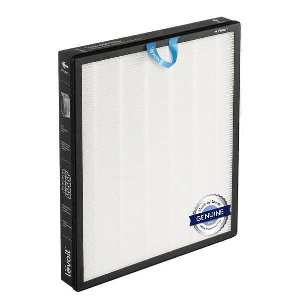 Levoit Vital 100S Pro replacement filter with white pleats, black frame and blue pull tab