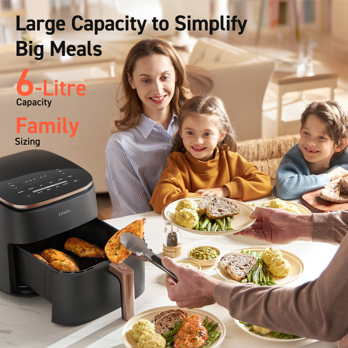 Cosori TurboBlaze Air Fryer Chef Edition 6.0-Litre Air Fryer CAF-DC602 [Ceramic version] - Air Fryers- RIBI Malta 