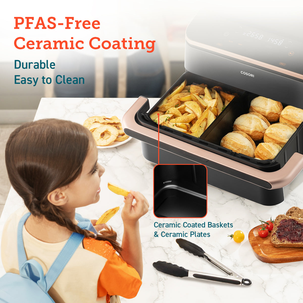 Cosori Dualblaze TwinFry 10 Litre (5Ltr + 5 Ltr) Air Fryer [Ceramic Version] - Air Fryers- RIBI Malta 