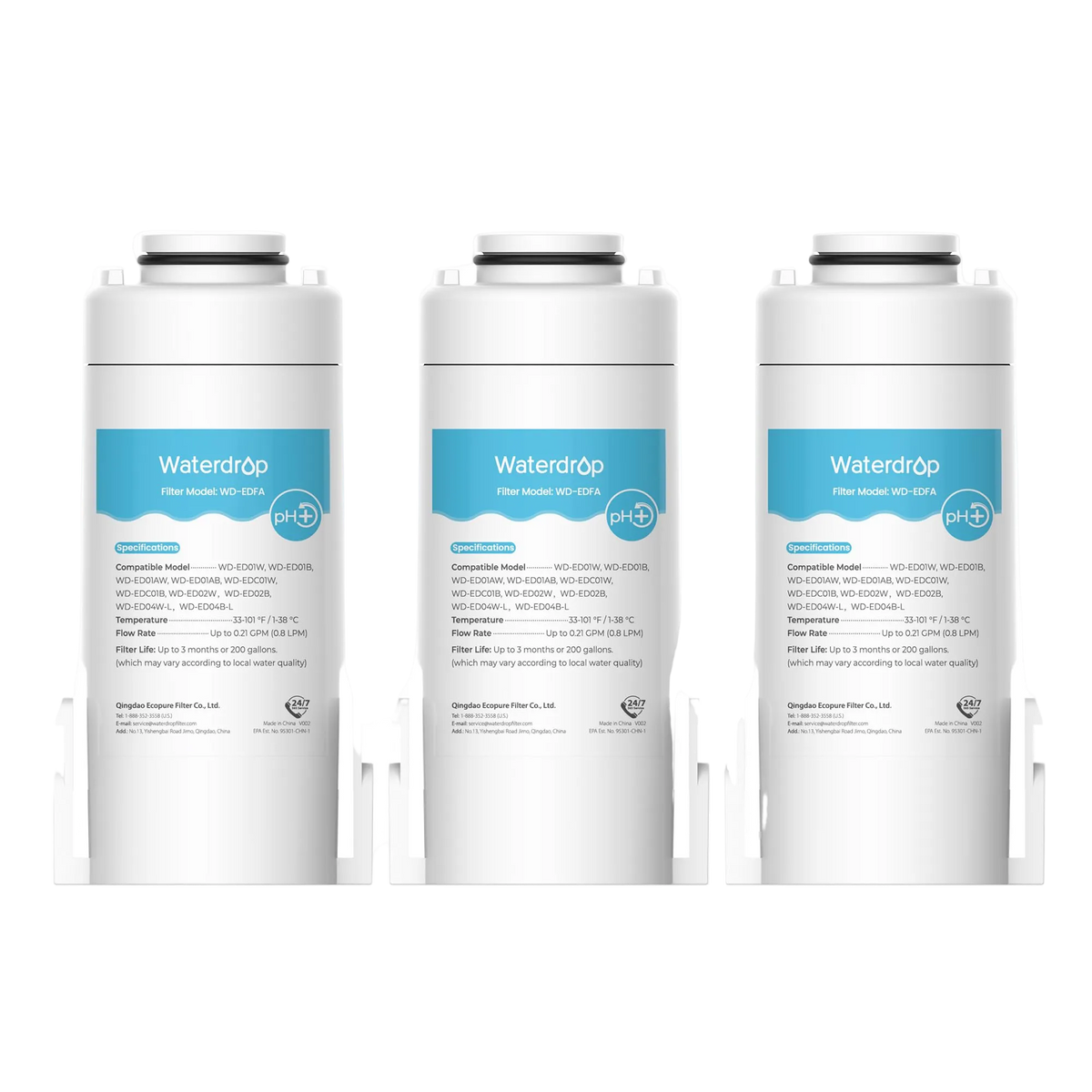 Waterdrop WD-EDFA-3 Alkaline Replacement Filter for the Waterdrop ED-02 Pitcher (3 Pack) - Reverse Osmosis Filters- RIBI Malta 
