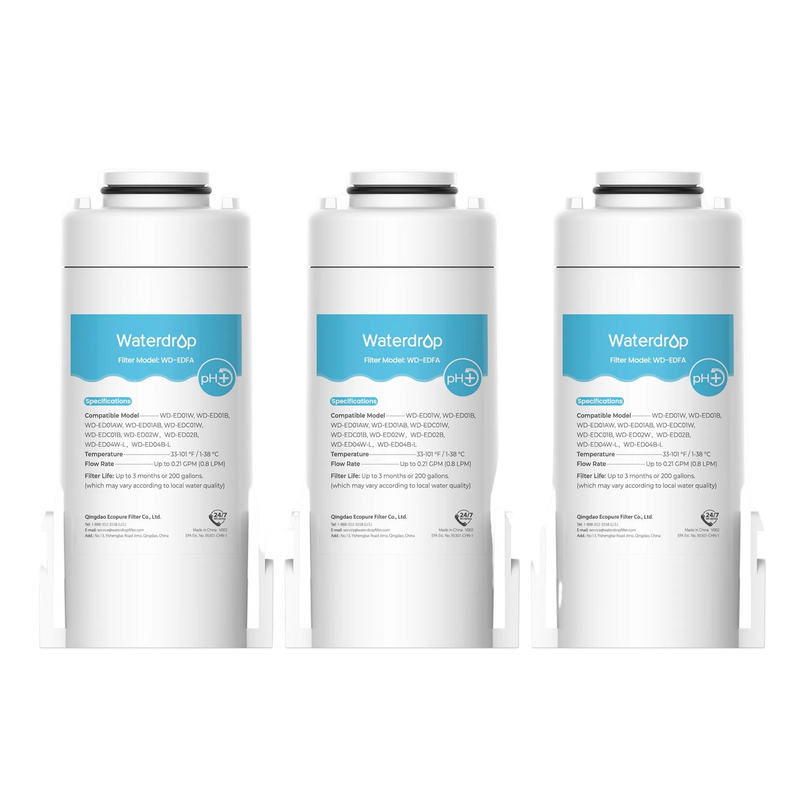Three Waterdrop WD-EDFA alkaline replacement filter cartridges for electric filter pitchers