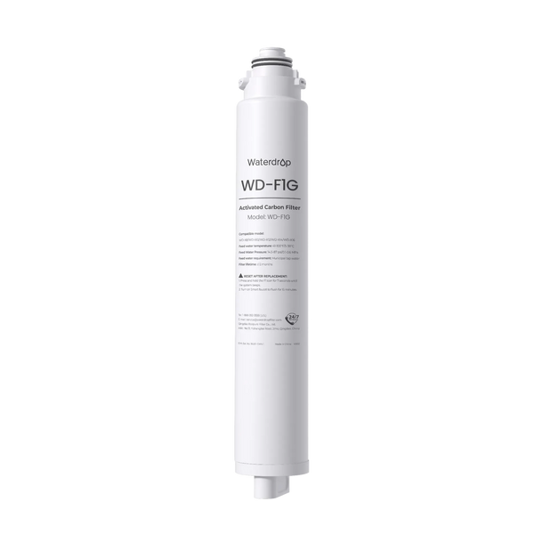 Waterdrop WD-F1G activated carbon replacement filter cartridge for the X8 reverse osmosis system.
