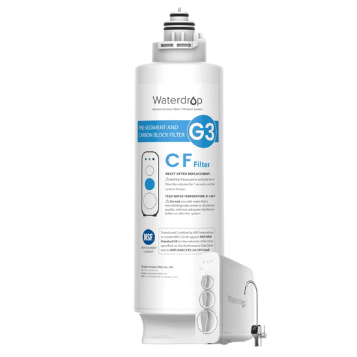 Waterdrop WD-G3N1CF sediment and carbon replacement filter with inset of the compatible G3 system