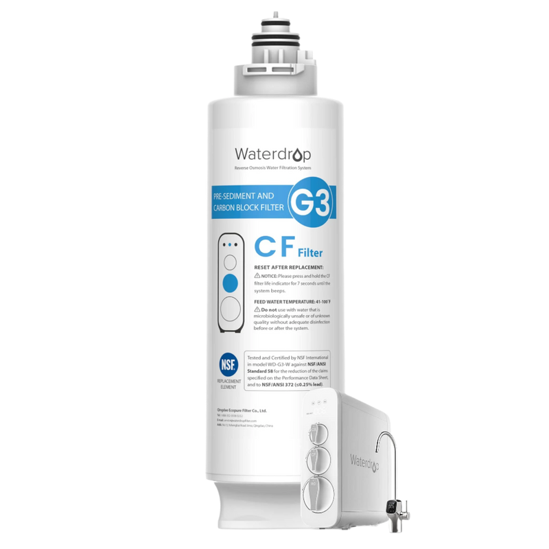 Waterdrop WD-G3N1CF sediment and carbon replacement filter with inset of the compatible G3 system
