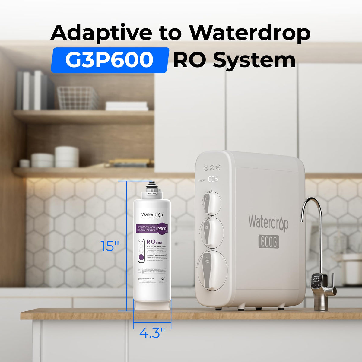 WD-G3P600-RO filter for WaterDrop G3P600 Tankless Reverse Osmosis System