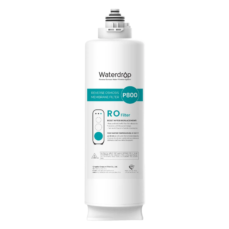 Waterdrop WD-G3P800-RO replacement reverse osmosis filter cartridge with turquoise P800 label.