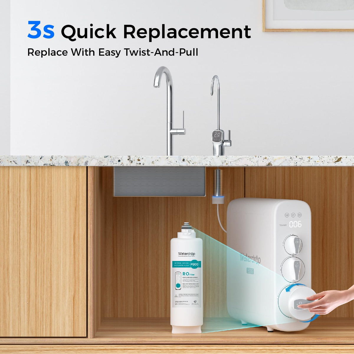 WD-G3P800-RO filter for WaterDrop G3P800 Tankless Reverse Osmosis System