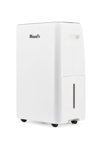 White dehumidifier with 'Wood's' branding on a white background