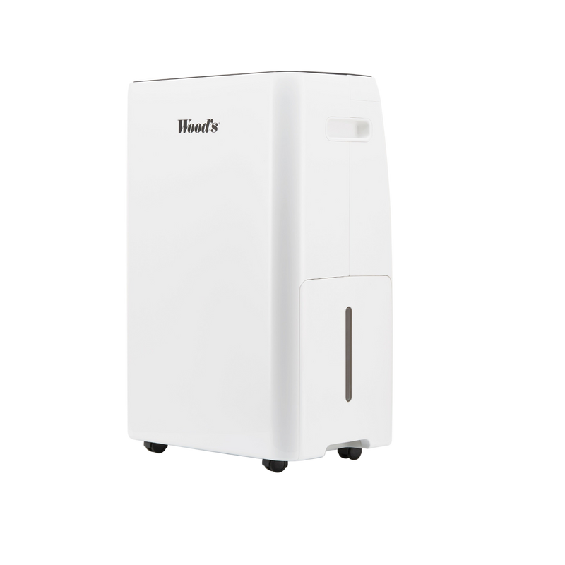 White dehumidifier with 'Wood's' branding on a white background