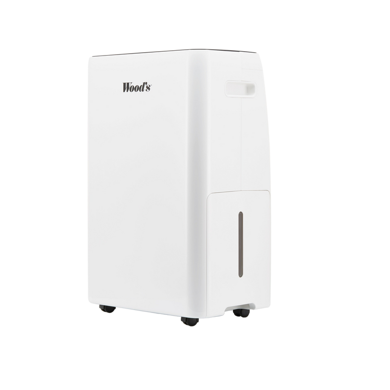 White dehumidifier with 'Wood's' branding on a white background
