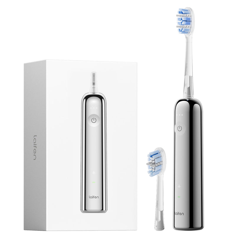 Laifen Wave Pro electric toothbrush in polished stainless steel