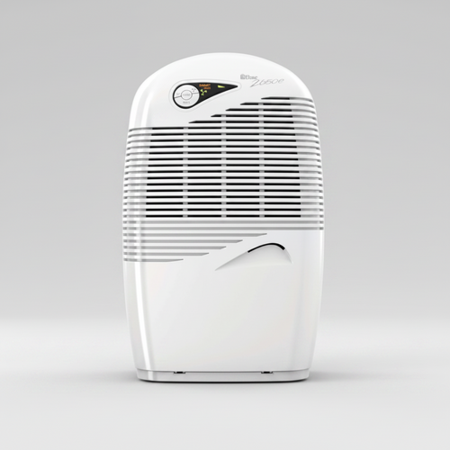 White Ebac 2650 dehumidifier with rounded housing, front air grille and Smart Control panel