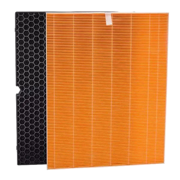 Winix Filter T 1702009301, showing orange pleated and black honeycomb filters for HR, Zero+ and Zero Pro