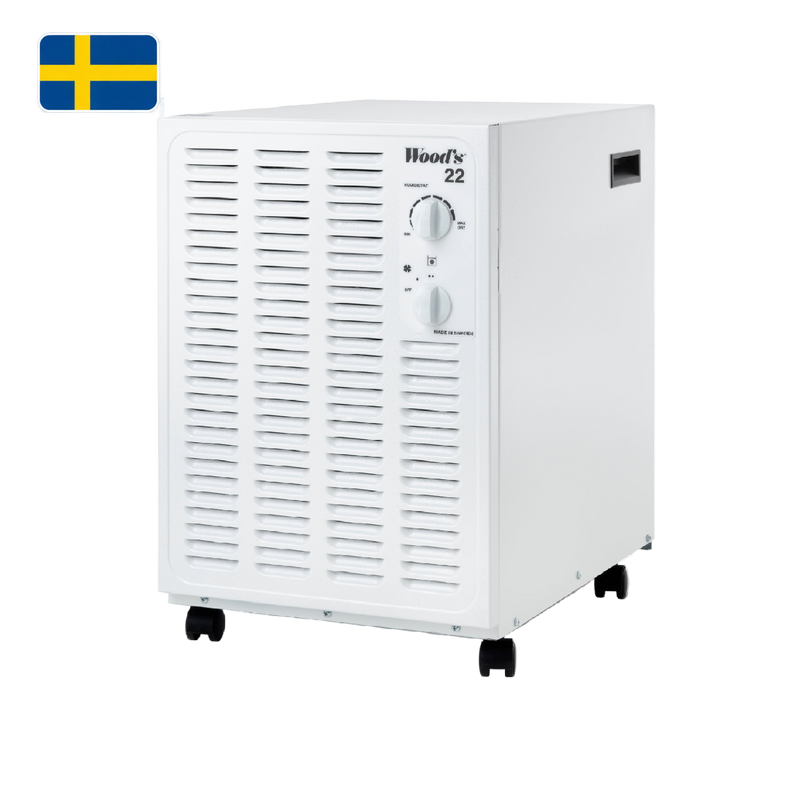 Wood's SW22FW dehumidifier with Swedish flag, made in Sweden