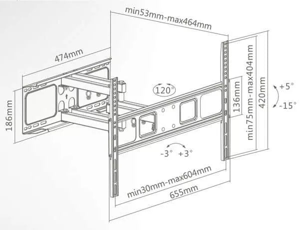 Superior TV Wall Mount 37-70" Full Motion Extra Slim - Wall Mount- RIBI Malta 