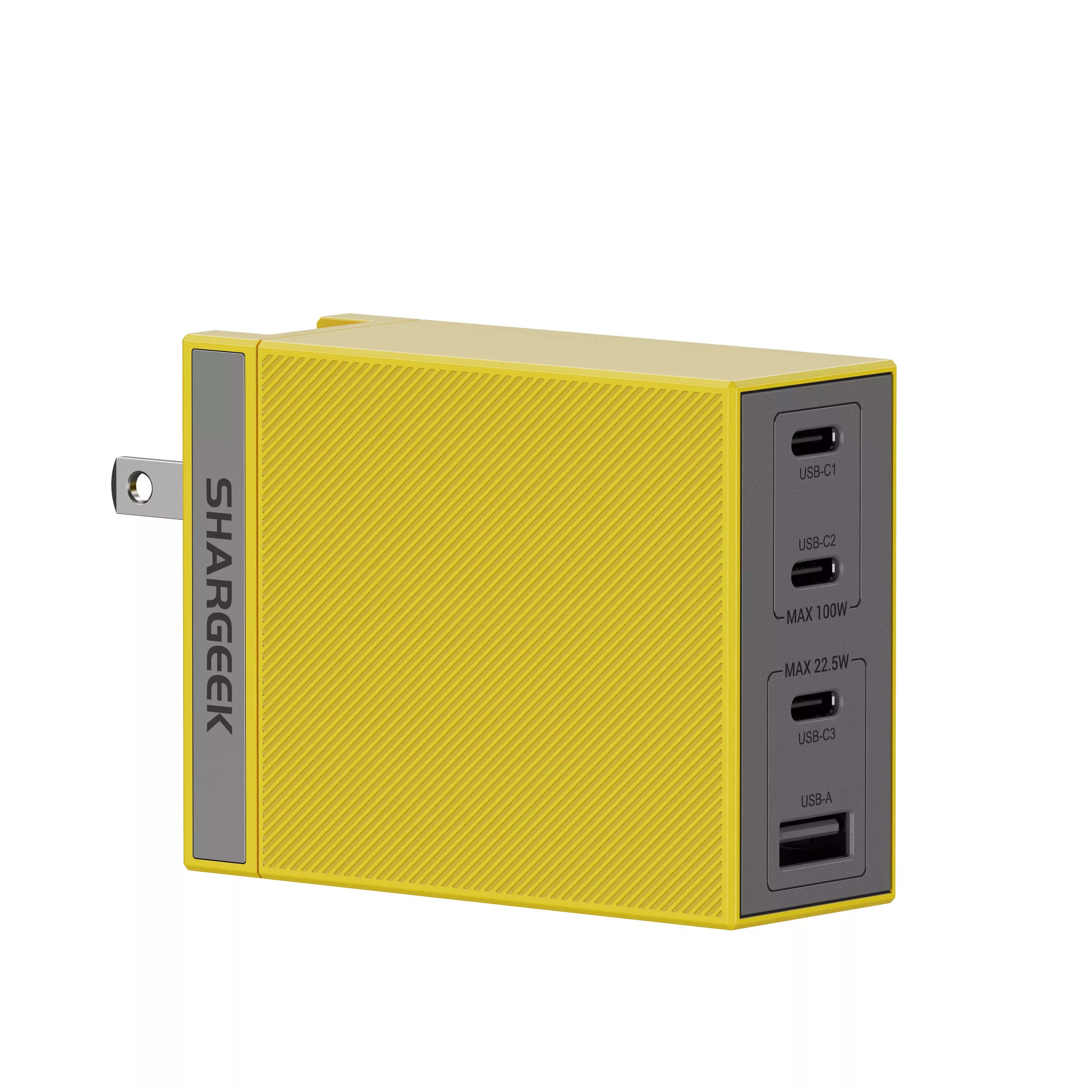 Chargeur GaN 100W 4 Ports SHARGE Pixel - Écran Intelligent, USB-C PD 3.0, Pour MacBook, IPhone 16/15, Galaxy S25/S24, Compact, Voyage