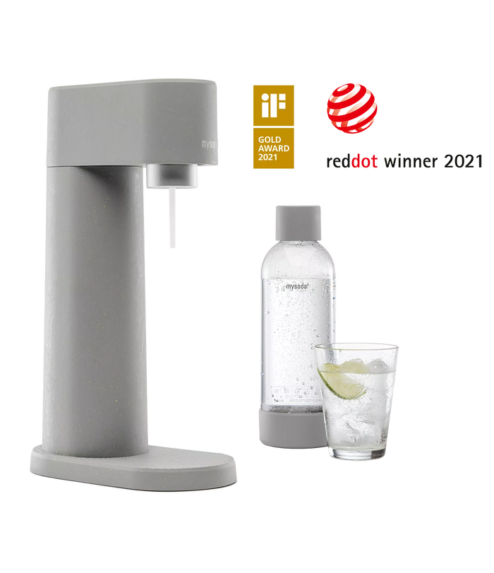 MySoda Woody Soda Maker - Gray + Extra FREE 2 x 1Ltr Bottles (Launch Offer) - Soda Maker- RIBI Malta 