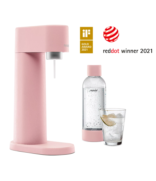 MySoda Woody Soda Maker - Pink + Extra FREE 2 x 1Ltr Bottles (Launch Offer) - Soda Maker- RIBI Malta 