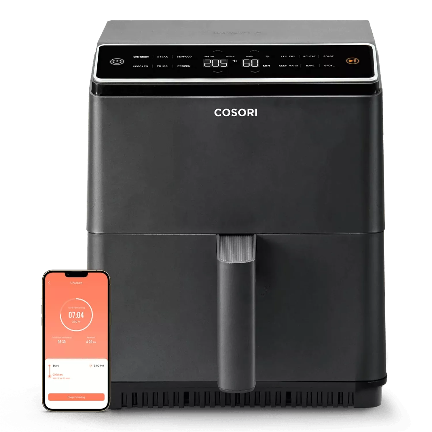 Cosori 6.4Ltr Dual Blaze Smart Air Fryer Dark Grey CAF P583 RIBI